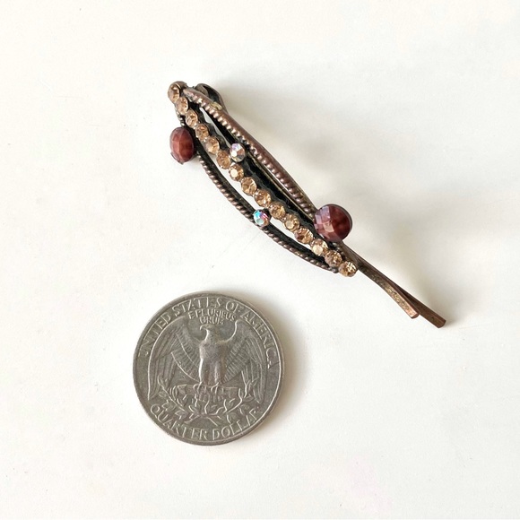 Vintage Costume Jewelry Rhinestone Studded Hair Pin - Picture 2 of 6